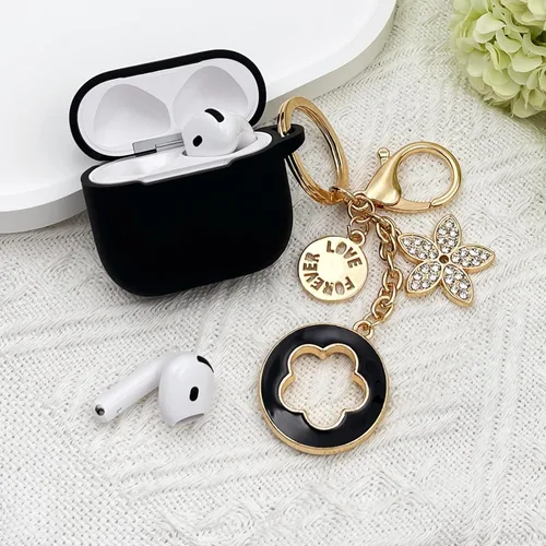 Miniatura 6 de Koujaon Airpods 4 Fundas de silicona protectora para Airpod 4 con llavero brillante para auriculares inalámbricos Apple AirPods de 4ª