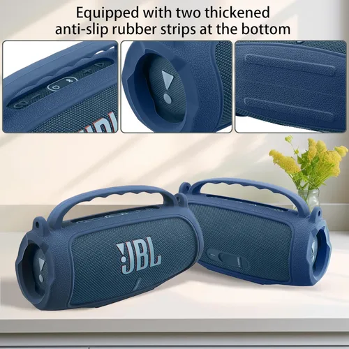 Miniatura 3 de co2CREA Funda de silicona para altavoz Bluetooth portátil impermeable JBL Charge 5, funda suave de viaje portátil con correa para el hombro, funda