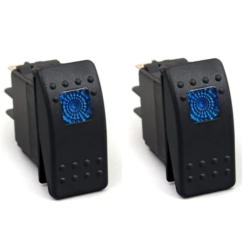 Miniatura 5 de Amarine Made 12v 20 Amp Interruptor LED impermeable de encendido/apagado para barco marino SPST de 3 patas con luz (azul)