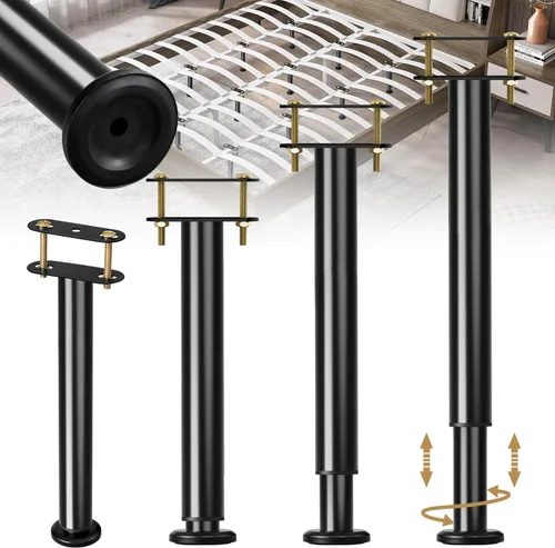 Miniatura 13 de 4 patas de soporte de cama de altura ajustable, patas de soporte de metal de 6 a 9 pulgadas debajo del marco de la cama, piezas de repuesto de patas