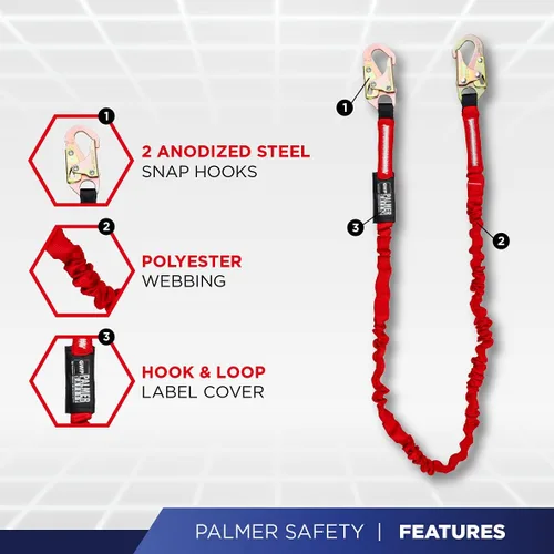 Miniatura 4 de Palmer Safety Arnés de seguridad de protección contra caídas Hammerhead Series Kit de seguridad I Arnés Premium + Cordón + Kit de extensor de anillo