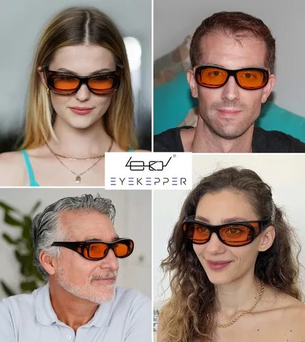 Miniatura 2 de Eyekepper Reducción de Luz Azul al 100%, Gafas de Computadora de Bloqueo Anti-Azul Fitover con Lente Extra Ámbar 1804-negro-100% bloqueo de luz azul