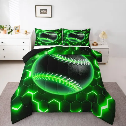 Miniatura 26 de Erosebridal Juego de edredón de béisbol tamaño individual, juegos de ropa de cama deportiva para niños, edredones y juegos de ropa de cama de nido