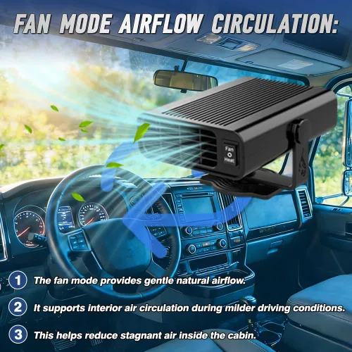 Miniatura 9 de 2 en 1 Calentador de coche eléctrico Ventilador 12V 120W Calentador de coche Parabrisas Descongelación Wibndow Desempañamiento portátil verano