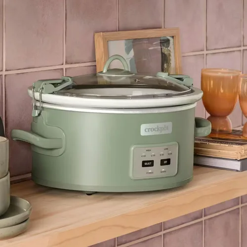 Miniatura 5 de Crock-Pot Olla de cocción lenta programable con tapa de cierre de 6 cuartos de galón para cocinar y transportar, color Moonshine Verde (Verde)