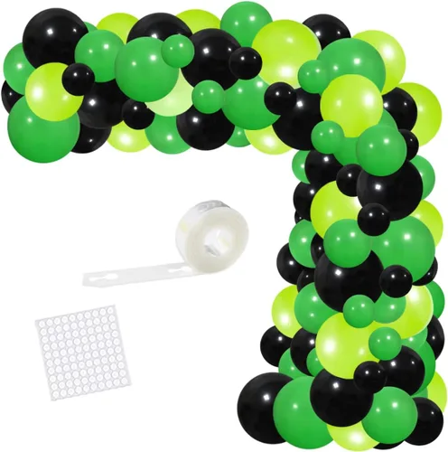 Miniatura 9 de Kit de guirnalda de globos de color verde oscuro, amarillo y blanco, 117 globos de tractor verde lima, amarillo y blanco, fiesta de cumpleaños