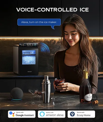 Miniatura 3 de ecozy - Máquina de hielo para pepitas, Máquina de hielo inteligente para encimera con control por APP, 20 kilos por día de hielo blando masticable