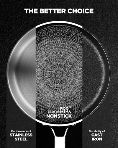 Miniatura 13 de Sartén wok con tapa, cerámica híbrida de 13 pulgadas, woks y sartenes para saltear de acero inoxidable de tres capas, antiadherente, no tóxico