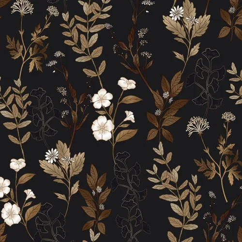 Miniatura 19 de Fvlow Papel Tapiz Floral Negro Despegar y Pegar Papel de Contacto Hoja Dorada Papel Tapiz de Hojas Impermeable Autoadhesivo Revestimiento de Pared
