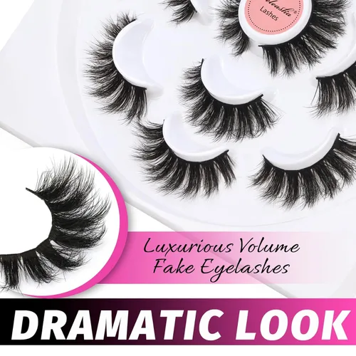 Miniatura 53 de Veleasha Pestañas postizas de manga puntiagudas, 100% hechas a mano, aspecto natural, pestañas postizas ligeras con banda transparente suave