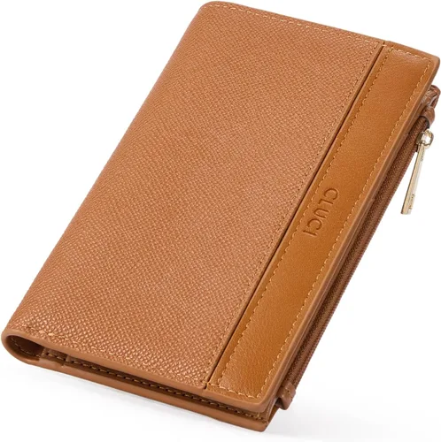 Miniatura 11 de CLUCI Cartera RFID para mujer de cuero PU pequeña, cartera de mujer con bloqueo, cartera de señoras con bolsillo para tarjetas de crédito, Beige