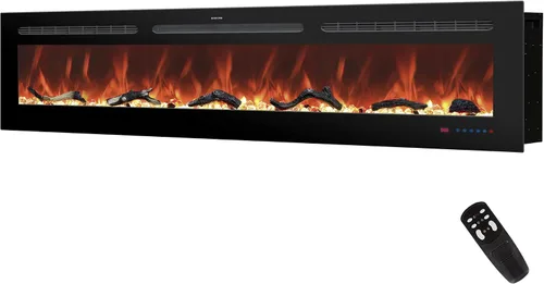 Miniatura 16 de Insertos de chimenea eléctrica de 50 pulgadas, chimenea eléctrica empotrada y de pared, chimenea lineal con termostato, pantalla táctil y control