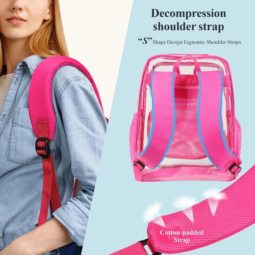 Miniatura 5 de PACKISM Mochila Transparente para la Escuela - 17 pulgadas Mochila Escolar Transparente Grande de Servicio Pesado, Mochila Transparente de PVC
