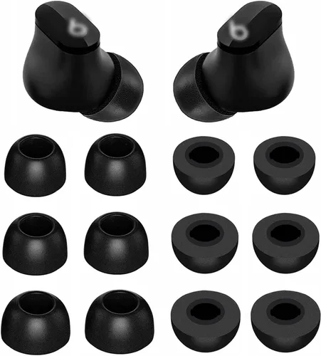 ALXCD Almohadillas de espuma compatibles con Beats Studio Buds, S, M, L, 3 tamaños, 6 pares de auriculares de espuma viscoelástica suave, Negro