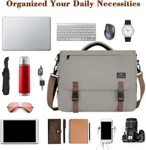 Miniatura 67 de MATEIN Bolsa tipo mensajero para hombres, mochila escolar para adolescentes, ligera de 17.3 pulgadas, maletín para laptop grande, bolsa cruzada