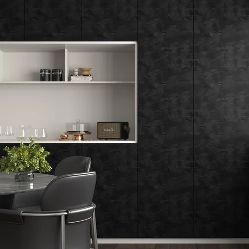 Miniatura 2 de Decotalk Papel tapiz negro con textura de 17.7 x 200 pulgadas, para decoración de dormitorio, papel adhesivo negro para armarios y cajones, papel