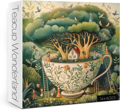 Miniatura 17 de Rompecabezas de castillo de manzana de fantasía para adultos de 1000 piezas, rompecabezas de mariposa de paisaje mágico, hermoso rompecabezas