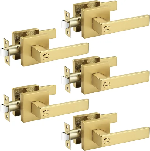 Miniatura 24 de Priobrico - Manija de puerta interior de bronce aceitado con cerradura, manijas de puerta de privacidad para dormitorio, perillas modernas de puerta