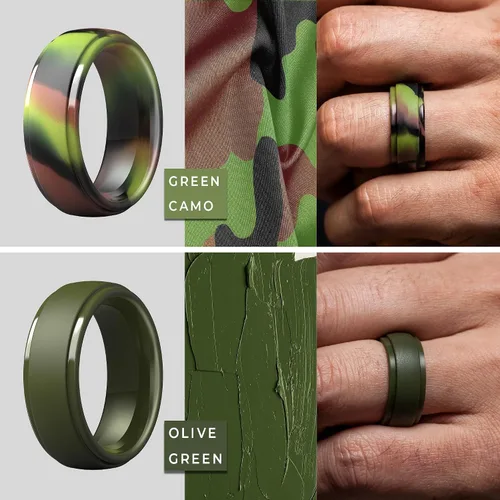 Miniatura 9 de ThunderFit Anillos de boda de silicona para hombre, 0.394 in de ancho y 0.098 in de grosor, paquete múltiple de variedad 1-7