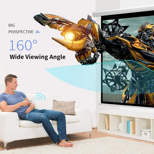 Miniatura 8 de YODOLLA Pantalla de Proyector Motorizada de 120 pulgadas, Pantalla de Proyector Eléctrica Retráctil HD 4:3 4K 3D Montada en Pared y Techo, Pantalla
