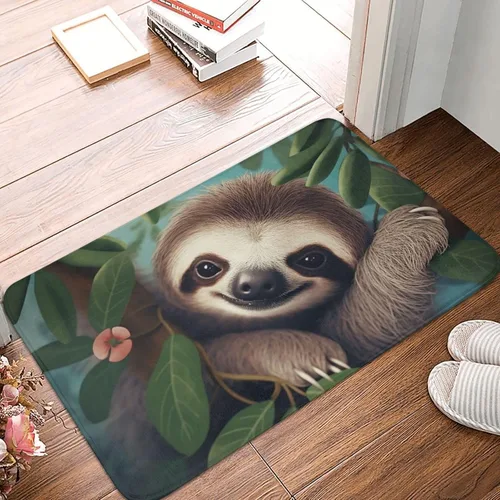 Miniatura 10 de Tapete para puerta delantera, bonito tapete de bienvenida con estampado de animales marinos y manatíes, absorbente, antideslizante, tapete