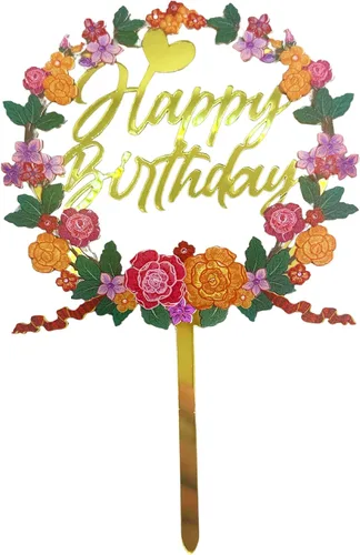 Miniatura 12 de Decoración para tartas (HBD + mariposas moradas)