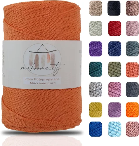 Miniatura 61 de Makromecity, 2 carretes de cordón de macramé de poliéster de 2 mm x 250 yardas (750 pies) de 2 mm de cordón de polipropileno para macramé, ideal