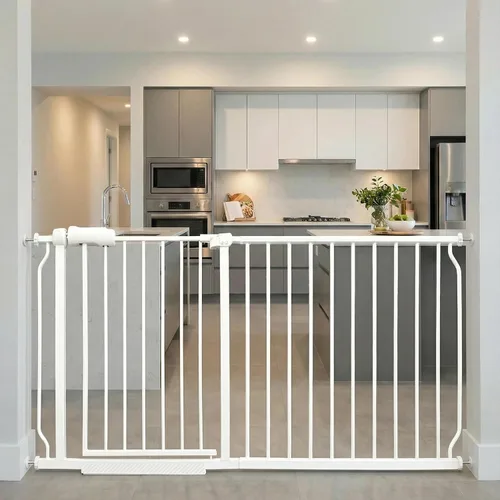 Miniatura 23 de Puertas para bebés extra anchas de 48 a 53 pulgadas, puerta grande para bebé, para escaleras, para mascotas, puertas para interiores, para puertas