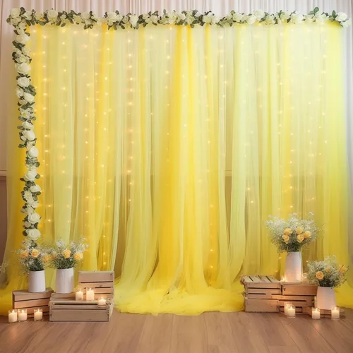 Miniatura 40 de Cortina de telón de fondo de tul negro de 10 x 10 pies con cadena de luces para fiestas, cortinas de fondo de fotos transparentes para bodas