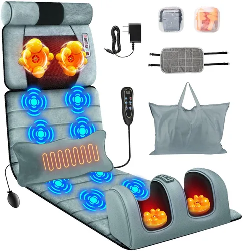 Miniatura 15 de TeqHome Tapete de Masaje de Cuerpo Completo con Calor y Almohada de Masaje Shiatsu Movible para Cuello y Espalda, Almohadilla de Masaje con Almohada