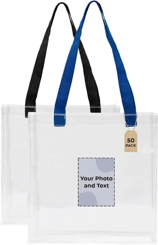 Miniatura 10 de Bolsas de mano personalizadas para estadios, transparentes personalizadas, diseño de TPU de 12.2 x 12.2 x 6.3 pulgadas con asas, ideal para eventos