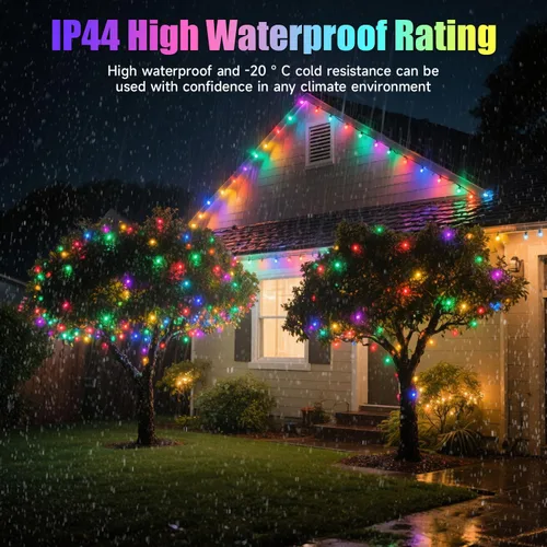 Miniatura 6 de Luces de Navidad con 8 modos de iluminación, 200 luces LED de 66 pies con control remoto, cadena de luces recargables para exteriores, decoraciones