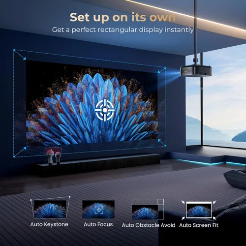 Miniatura 6 de [1200 ANSI y audio de DBX-TV] Proyector Alvar con WiFi 6 y Bluetooth, altavoces de 30 W, certificado NetfIix y proyector de audio DoIby