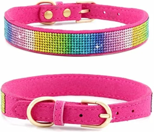 Miniatura 13 de Collares Pequeños para Perros Femeninos, Lindo Cristal de Rinstone con Pajarita de Diamante de Brillo para Cachorros para XXS XS Perros Pequeños