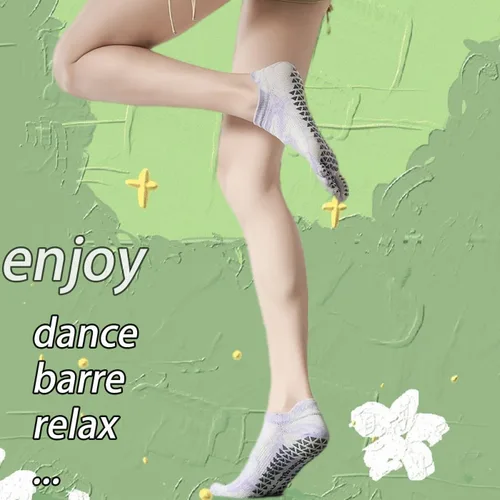 Miniatura 4 de CHUNFO Calcetines de agarre para mujer, calcetines de yoga para pilates, antideslizantes, teñido anudado, coloridos, de algodón, de compresión