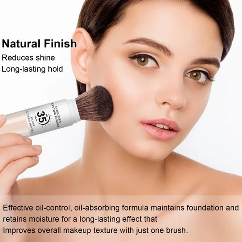 Miniatura 5 de Polvo fijador de protector solar mineral, SPF 35 translúcido suelto para cara y cuero cabelludo, polvo de cepillo mineral, acabado mate natural