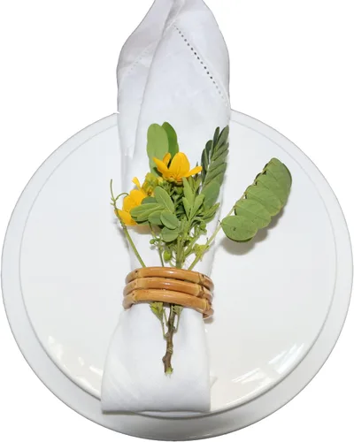 Miniatura 5 de Servilleteros de bambú, juego de 6 servilleteros, hecho a mano, natural, servilletero para decoración de mesa