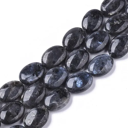 Miniatura 9 de Fashewelry 39 cuentas de piedra natural de jaspe aguamarina y terra, cuentas planas ovaladas de cristal curativo sueltas, de 0.394 x 0.315 in