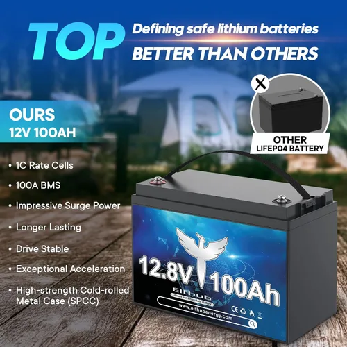 Miniatura 6 de Batería de litio LiFePO4 de 12 V y 100 Ah, BMS de 100 A mejorado, vida útil de hasta 10 años con hasta 15000 ciclos, energía máxima de 1280 Wh