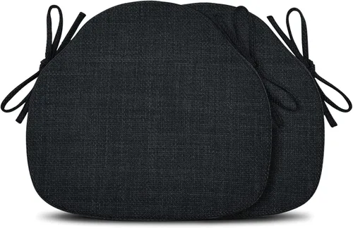 Shinnwa Juego de 2 cojines para sillas de cocina, cojines de asiento Windsor de espuma de alta resistencia, cojines para sillas de comedor con lazos