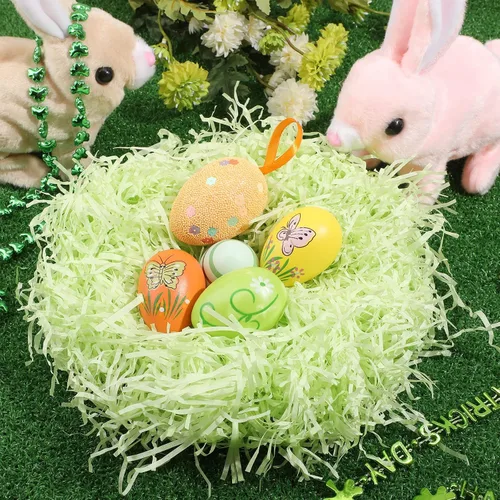 Miniatura 3 de Zonon Cesta de pasto de Pascua de 17 onzas, trituradores de papel de rafia, relleno de papel de rafia, para embalaje de regalo, caza de huevos