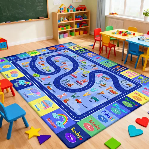 Miniatura 8 de Alfombra para niños para sala de juegos, alfombra educativa para aula de niños, alfombras lavables para guardería, suave alfombra antideslizante