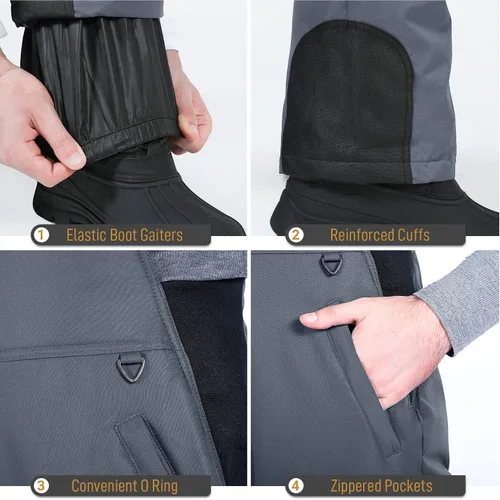 Miniatura 5 de Sportneer Pantalones de nieve para hombre, overoles aislados para la nieve que te mantienen caliente y seco para snowboard y esquí