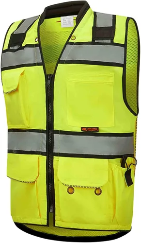 Miniatura 2 de 3C Products - Chaleco de agrimensor ANSI Clase 3 de alta calidad con cuello acolchado, bolsillo para tableta, bolsillo para lata y bolsillo trasero