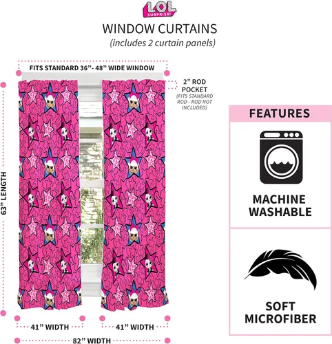 Miniatura 7 de Franco LOL Surprise Bedding Juego de edredón y sábanas súper suaves con funda, 5 piezas tamaño individual LOL Surprise Juego de cortinas