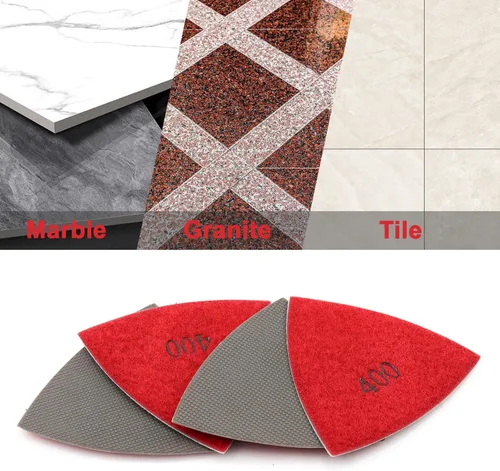 Miniatura 6 de Almohadillas triangulares de pulido de diamante de 3 pulgadas, 4 piezas para herramientas oscilantes, mármol y granito, piedra de vidrio pulido por