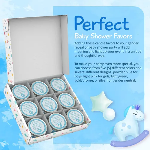 Miniatura 6 de Majestic Zen Juego de regalo de velas para baby shower, paquete de 9 velas de cera de soja perfumadas neutrales, aroma a polvo fresco para bebé, 30