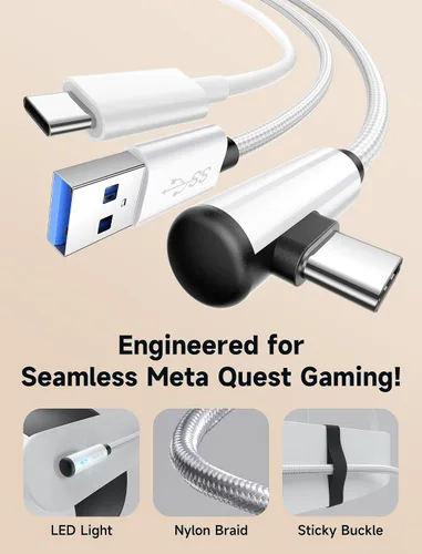 Miniatura 6 de JSAUX Cable de enlace de 16 pies con carga compatible con accesorios Meta Quest 3S/Quest3/2/Pro Carga mientras juegas: USB 3.0 de datos de alta