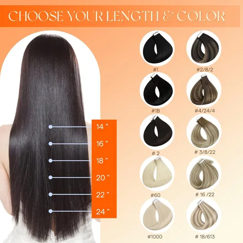 Miniatura 4 de Full Shine Invisi Edge - Extensiones de cabello con cinta adhesiva invisible de 36 cm, color 1 negro, máquina Remy, extensiones de cabello humano