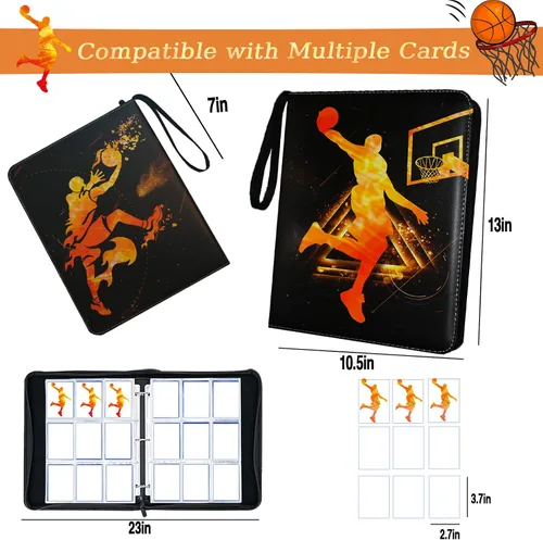 Miniatura 2 de Carpeta de Tarjetas de Baloncesto 900 Bolsillos, Porta Tarjetas de Coleccionistas, Álbum de Tarjetas de Baloncesto de 9 Bolsillos con 50 Fundas